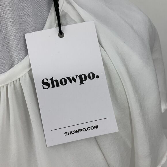 Showpo Demmi Top Womens 6 White Round Neck Keyhole Cutout Flutter Sleeve Lined - Picture 5 of 15